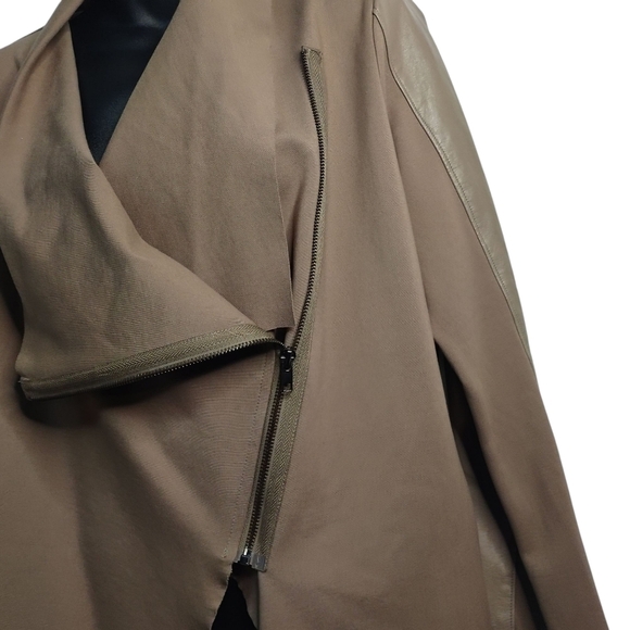 Blu Pepper Jacket Women's Brown Faux Leather Knit ZIP Up Lined Size Large - Picture 5 of 12